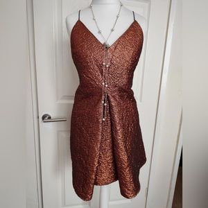ASOS METALLIC BRONZE MINI DRESS